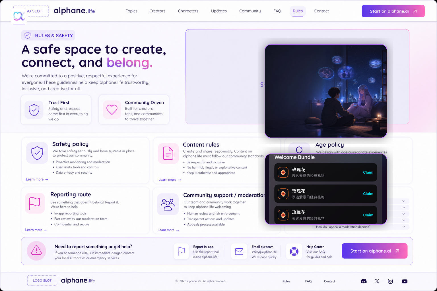 Community guidelines visual preview